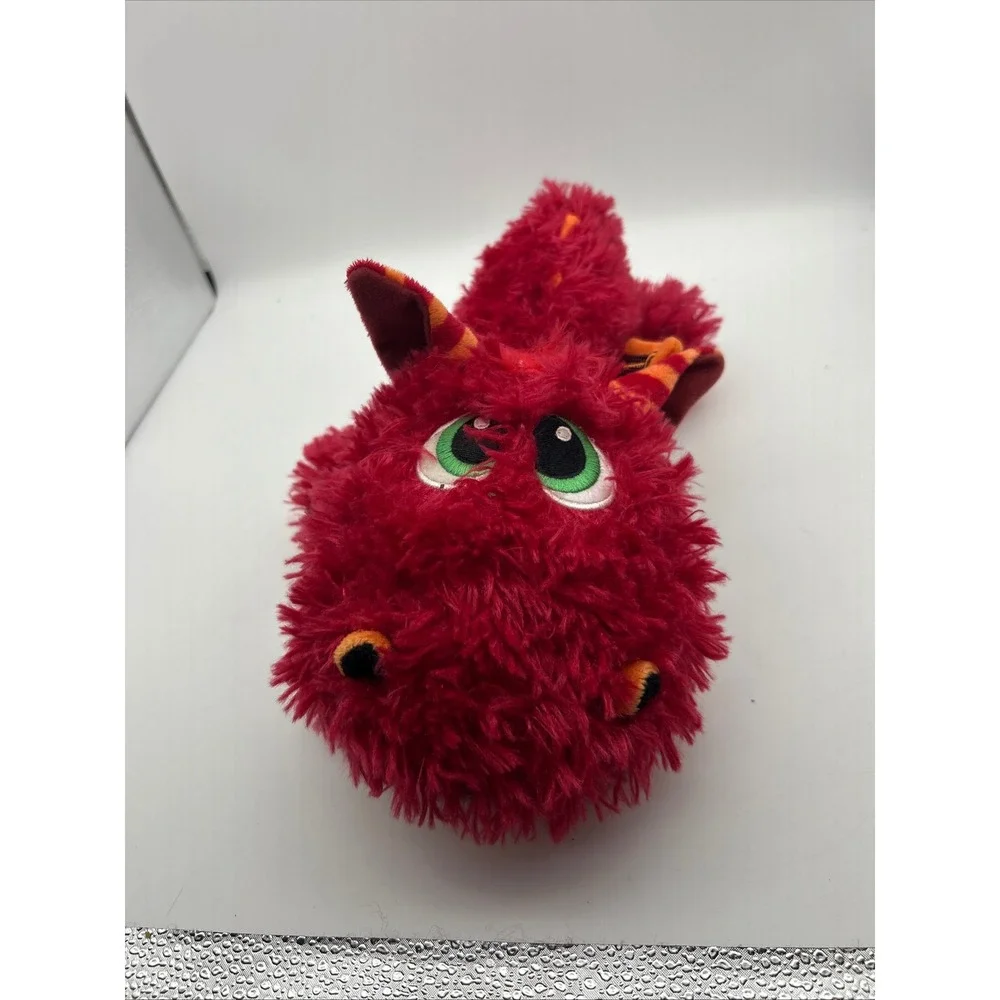 Stuffies Puzzlers Plush Dragon Set Red Green Shaggy Monster Zipper Pocket 2014